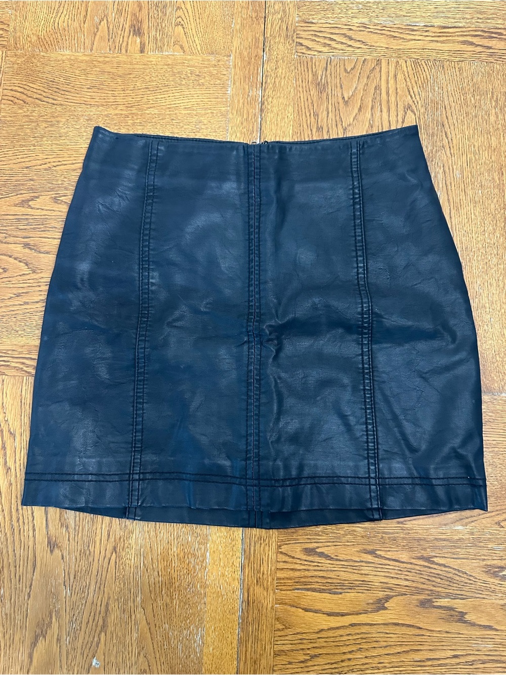 Free People Black Faux Leather Mini Skirt - Women's Size 4